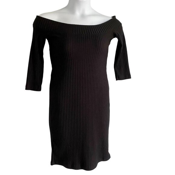 Hot Kiss Black Off shoulder Knit Dress Large - Picture 1 of 9